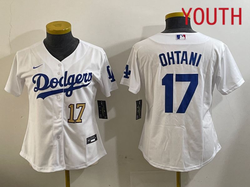 Youth Los Angeles Dodgers #17 Ohtani White Game 2024 Nike MLB Jersey style 11202->youth mlb jersey->Youth Jersey